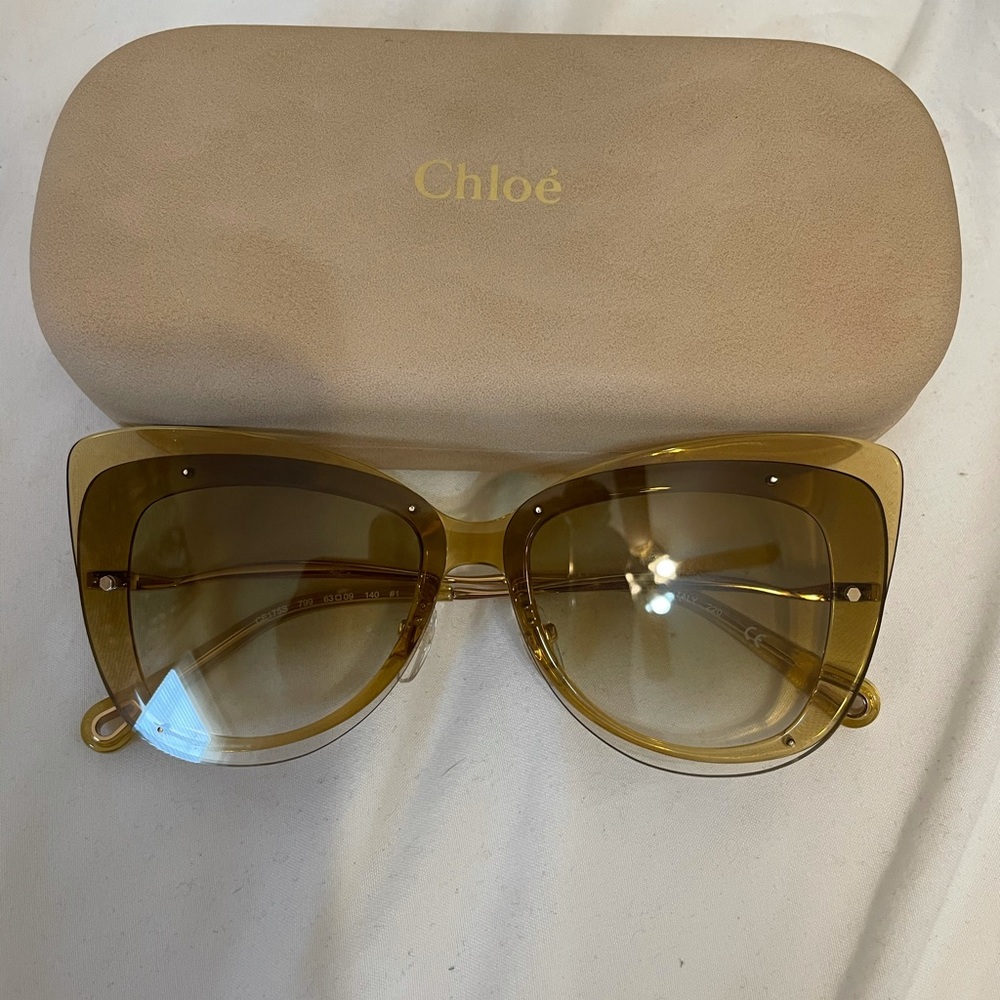 chloe yellow cat eye sunglasses new